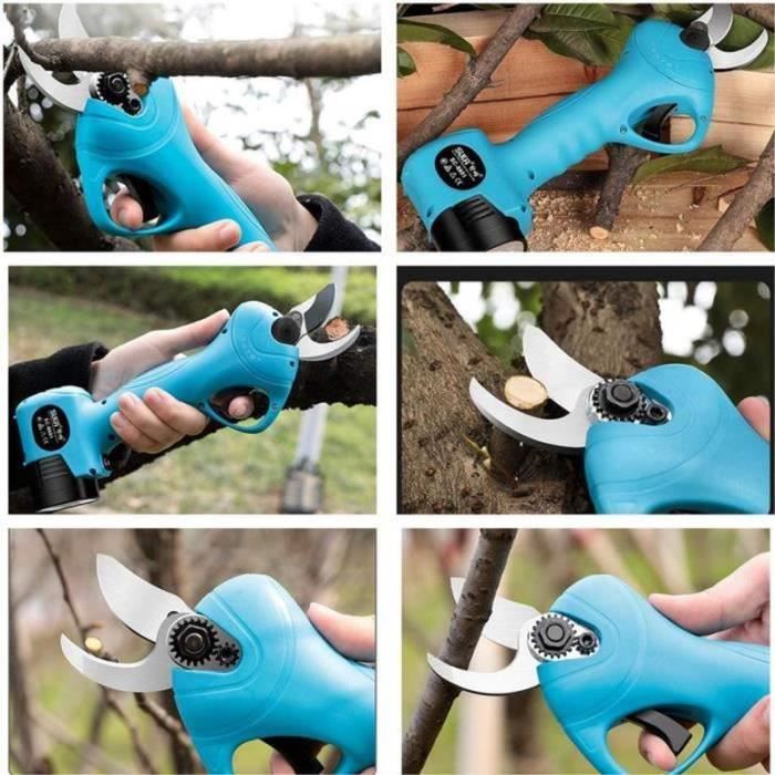 Sécateur Électrique Professionnel 50mm Avec 2 Batteries 21V - Outil De Jardinage Sans Fil Pour Vignes Et Arbres Fruitiers