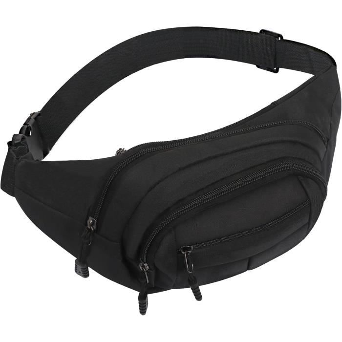 Sac Banane MOBICO Unisexe - 4 Poches Zippées - Prise Casque - Réglable 61-122cm - Bleu