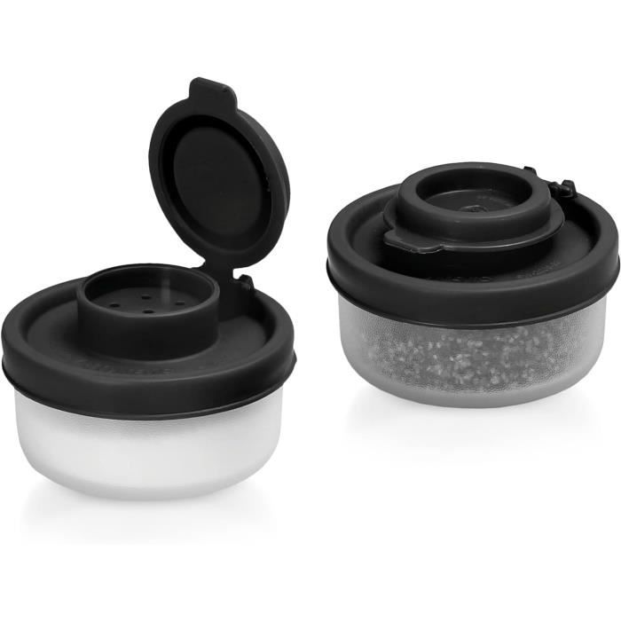Set Salière Et Poivrière Transparentes 140ml - Sans BPA - Hermétiques - Idéal Camping, Pique-nique - Lot De 2