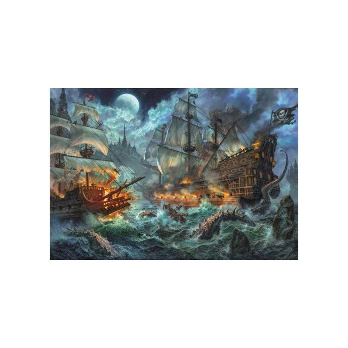 Puzzle Adulte 6000 Pieces Bateau Pirates et Les Créatures De La Mer - Collection Océan Et Bateau