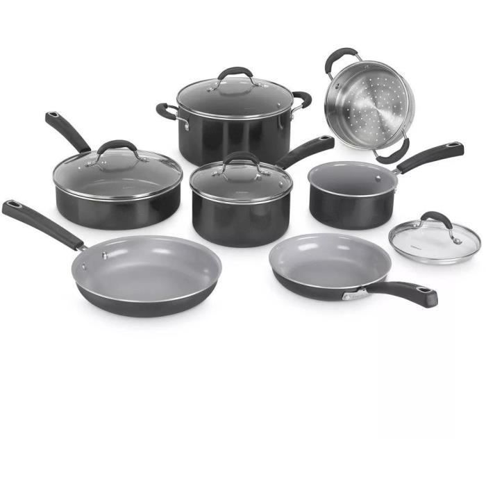 Batterie de cuisine Tous feux dont induction CUISINART 54C11BKEU Céramique Antiadhésif 11 pièces