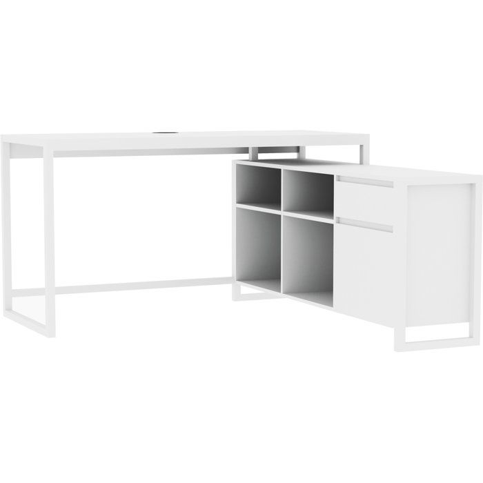 Bureau dangle réversible Denver - Panneaux de particules - Coloris Blanc - 139 x 75 x 139 cm