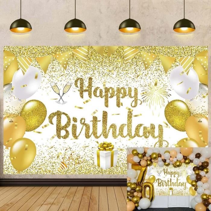 Toile De Fond "Joyeux Anniversaire" 150x100 Cm - Motifs Colorés, Gâteau, Ballons - Pour Décoration De Fête Et Photo - 8