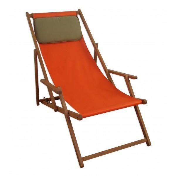 chaise longue jardin couleur terracotta, bain de soleil pliant, oreiller 10-309kd