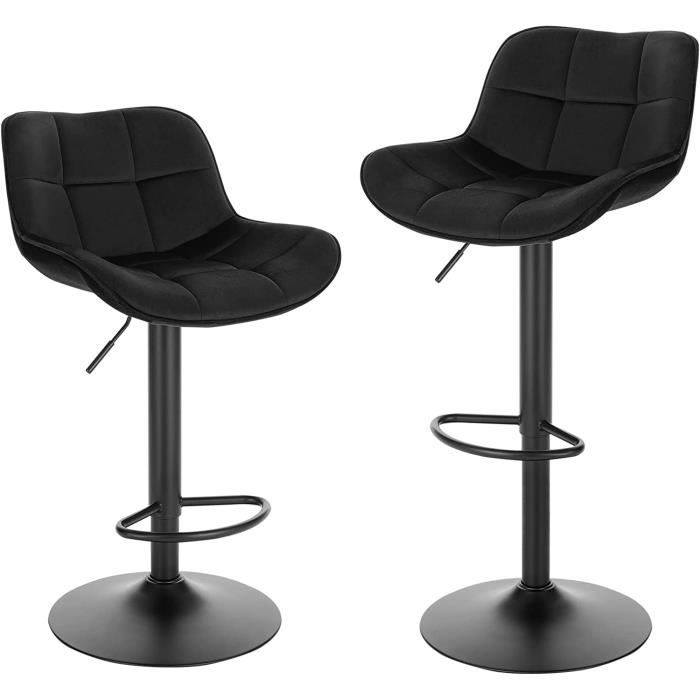 EUGAD 2x Tabouret Bar Chaise de Bar pivotante pour Bistro Restaurant Cuisine Hauteur Réglable 62-84cm Noir 1005BY-2