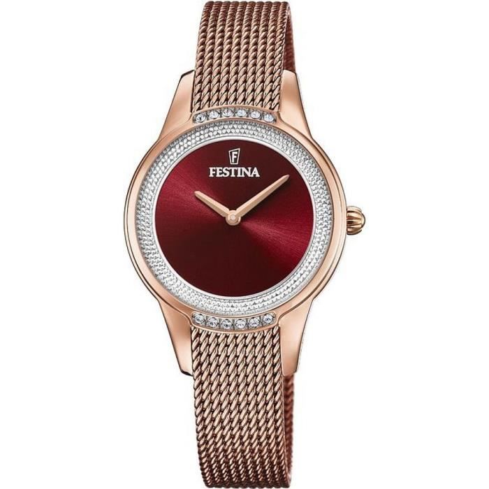 Montre - Festina - Mademoiselle F20496/1 - Cadran Rouge - Bracelet Mesh - Étanchéité 50m