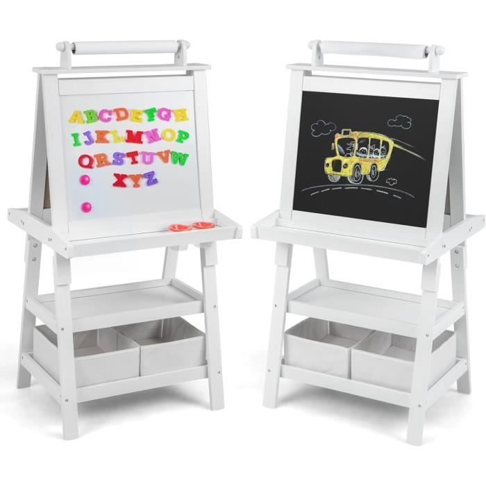 Tableau Pour Enfants En Bois, Art Easel Mini Bleu Tableau Blanc Double Face Et Tableau Noir Pour