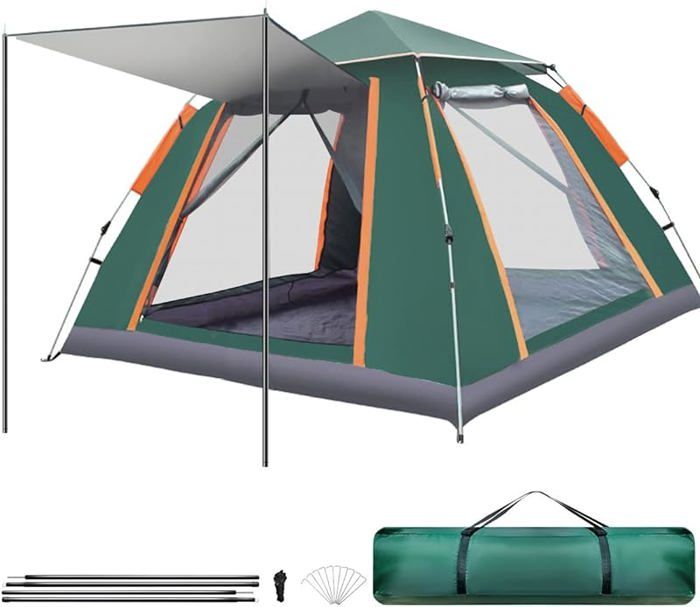 Tente De Camping Automatique KOMCLUB 3-4 Personnes - Imperméable Et Légère