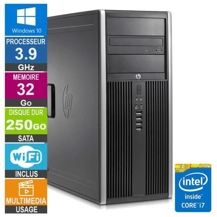 PC HP Elite 8300 CMT i7 3770 3.90GHz 250Go Wifi W10