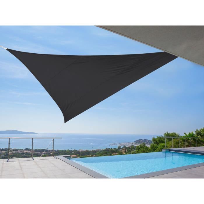 Voile d'ombrage triangulaire 5m en polyester 180 gr/m² - IDEPRICE - Gris anthracite