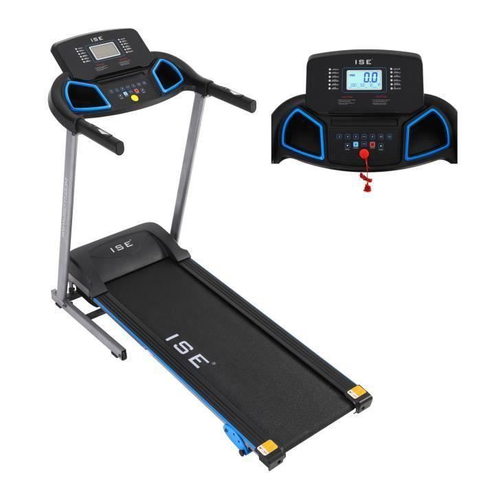 ISE Tapis de course pliable,Motorisé ,Inclinaison manuelle 35°,écran LCD,avec Verin hydraulique