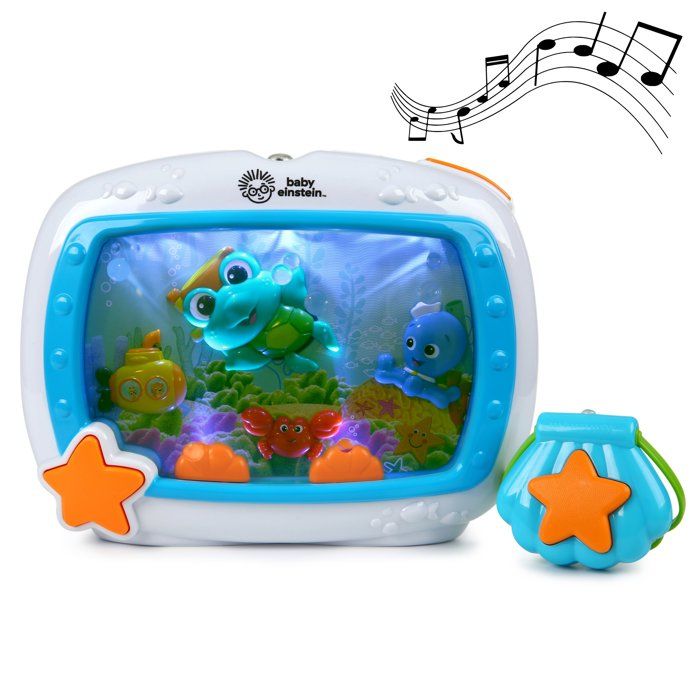 BABY EINSTEIN – Veilleuse bébé Rêves Marins – Aquarium musical & sons de l’océan télécommande bleu