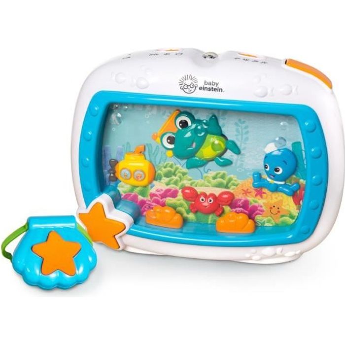 BABY EINSTEIN Veilleuse - Rêves marins - Réglage 25 min lumière, son, musique ou bruit de l’océan, attache lit, télécommande
