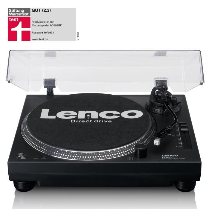 Platine vinyle - Lenco - L-3818BK - Entièrement manuel - 33 tours - Noir