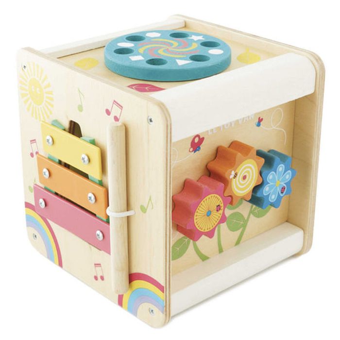 Petit cube d'activités en bois - LE TOY VAN - Mixte - 24 mois - Marron - Blanc - Jouet d'éveil compact