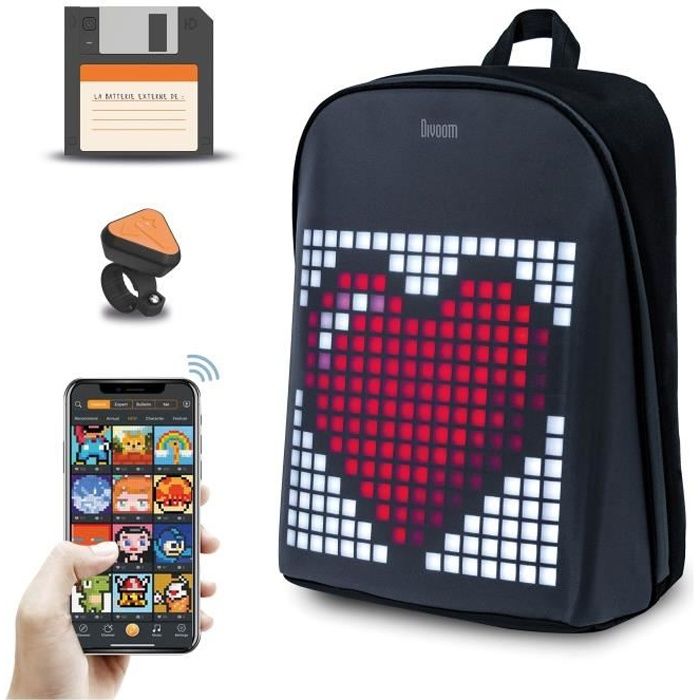 PIXOO Sac a dos connecte Bague BT guidon velo Powerbank Cdiscount Sport