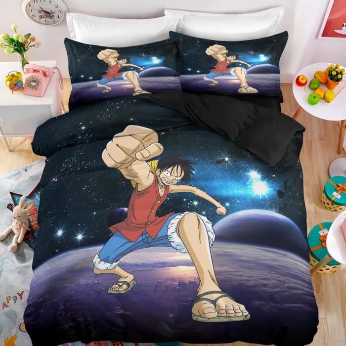 Parure De Lit One Piece Luffy Et Son Groupe 3d Effet 150 0cm 3 Pieces 1 Housse De Couette Et 2 Taies D Oreillers 63 63cm Cdiscount Maison