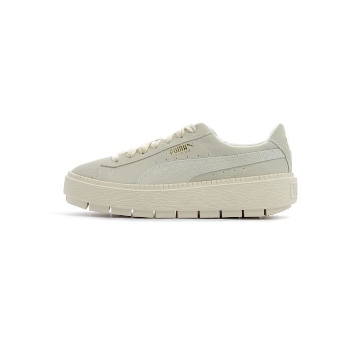 Puma suede platform trace whisper white gold animal
