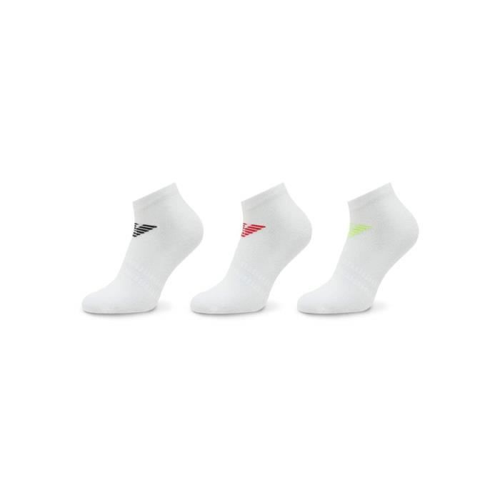 chaussettes - emporio armani - homme - fantasmino pack x3 - blanc - coton