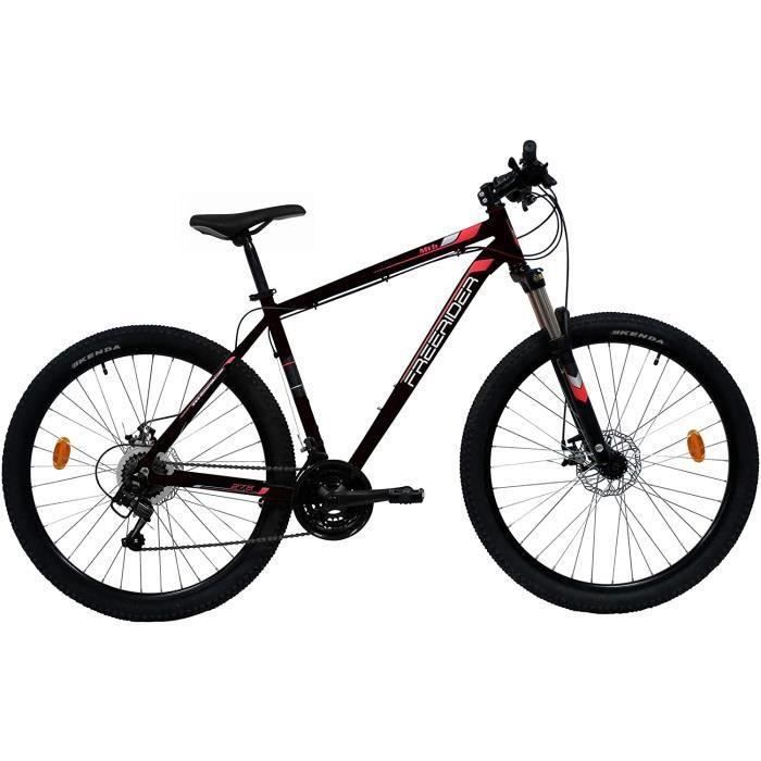 Vélo VTT 27,5'' Télescopique Homme avec Double Freins à disques - Cadre en Alu - Poignées à gâchettes Trigger & Dérailleur Shimano