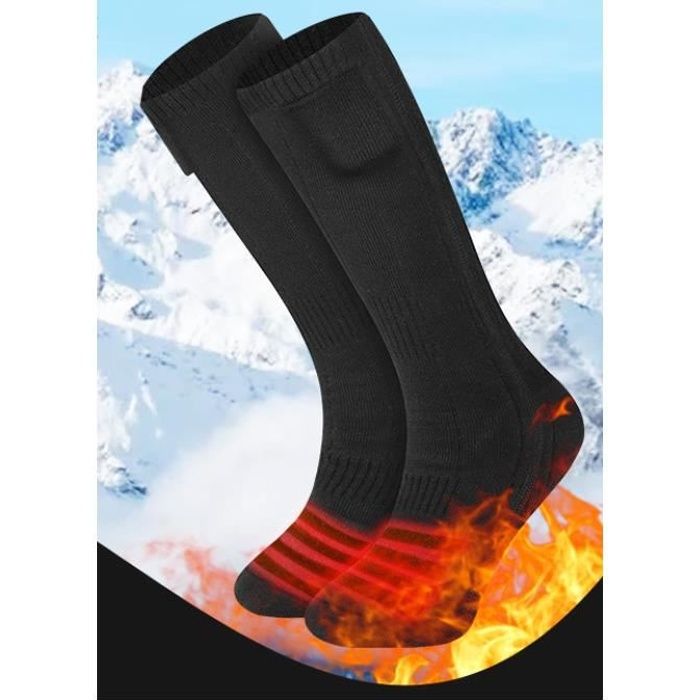 Chaussettes Chauffantes Électriques 3 Niveaux De Chaleur Jusqu'à 60°C – Batterie 5000mAh – Idéales Ski, Chasse, Pêche, Randonnée, Travail Extérieur
