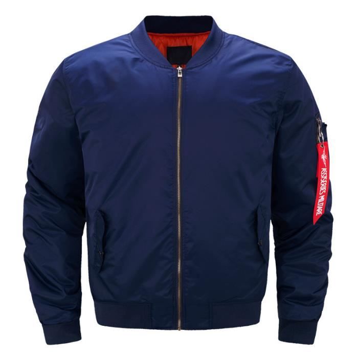 Blouson Homme Grande Taille Blousons De Moto Homme Printemps Automne Avec ZippeE Bombers Homme Americaine Bleu Bleu Cdiscount Pret a Porter