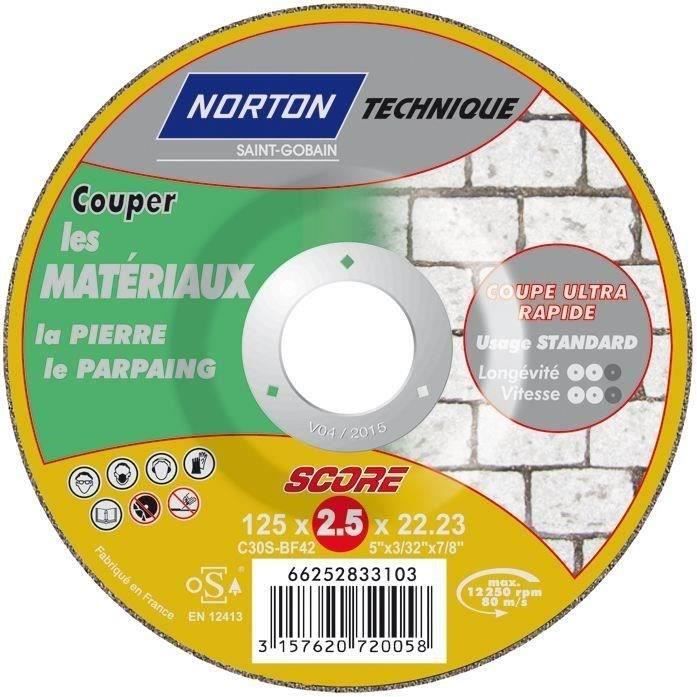 Disque à tronçonner - Score 100 - matériaux - 125x2.5 mm