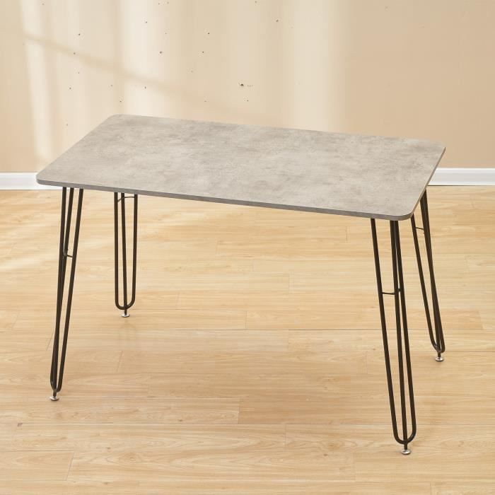 ohmg table a manger seule table de salle à manger 110*60cm à pieds carrés en fer (avec châssis) ciment gris foncé