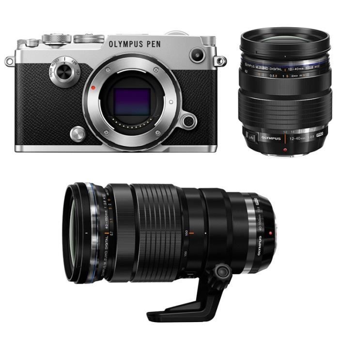 Olympus Compact Hybride Pen F Silver Objectif M Zuiko Digital Ed 12 40mm 1 2 8 Noir Objectif 40 150 2 8 Pro M Zuiko Noir Cdiscount Appareil Photo
