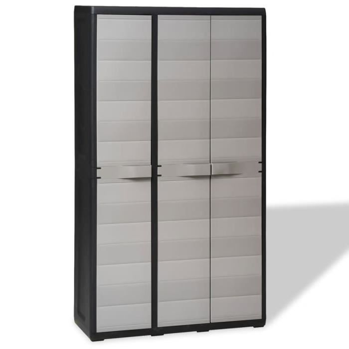 Armoire De Rangement De Jardin Avec 4 Etageres Noir Et Gris
