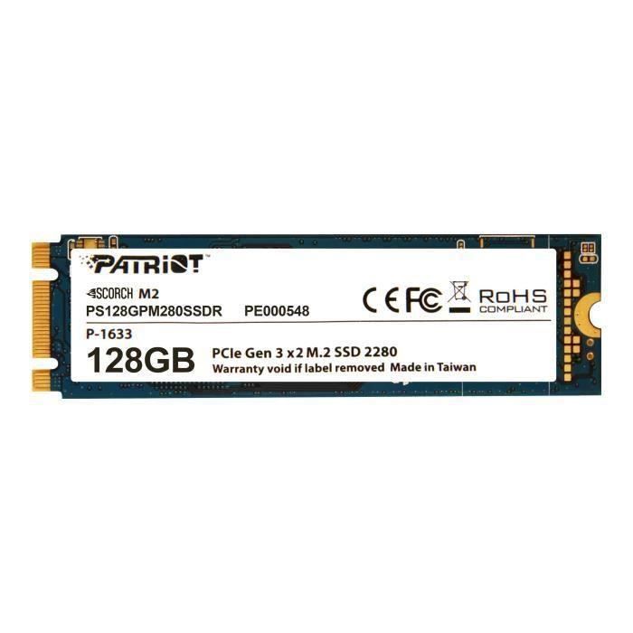  Disque SSD Patriot Scorch Disque SSD 128 Go interne M.2 2280 PCI Express 3.0 x2 (NVMe) mémoire tampon : 256 Mo pas cher