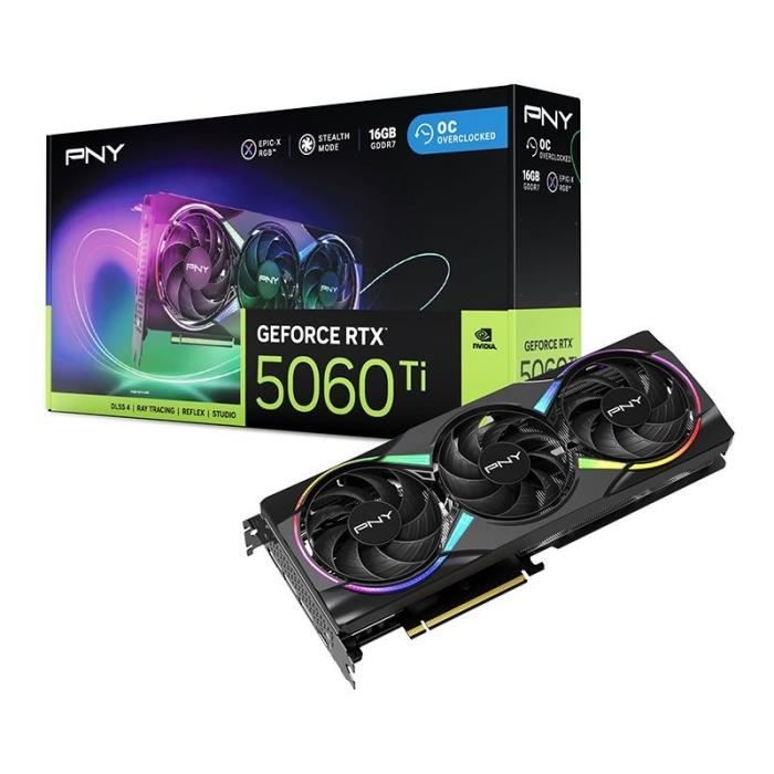 PNY GeForce RTX 5060 Ti Epic X RGB Overclocked Triple Fan GeForce RTX 5060 Ti GDDR7 PCI Express - vue 5