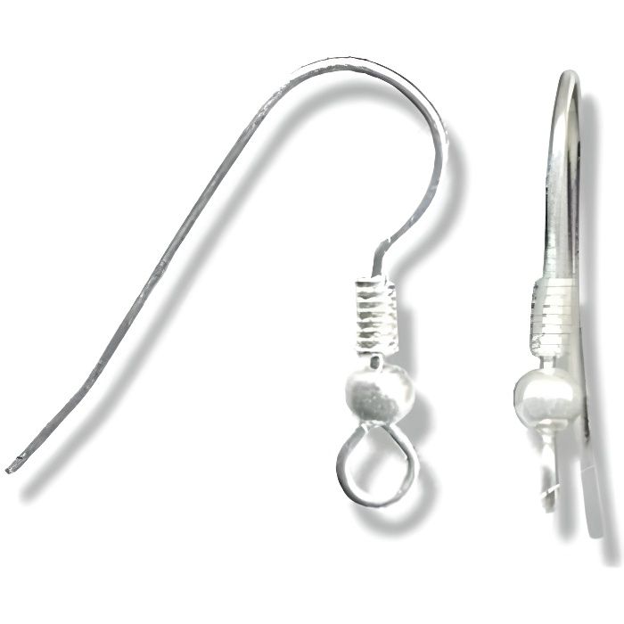 Accessoires création crochets boucle d'oreille attache 18 mm (50 pièces) Argenté