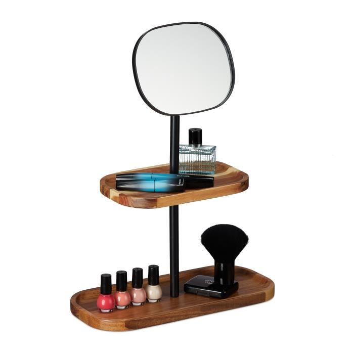 Miroir De Maquillage Portable Relaxdays - Pliable, Blanc, Pour Voyage Et Camping | Pratique Et Léger