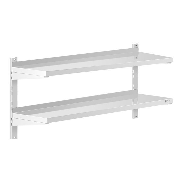 étagère murale flottante métal inox cuisine - royal catering - rcwr-1200.4 - 2 tablettes - 120x40cm - 40kg