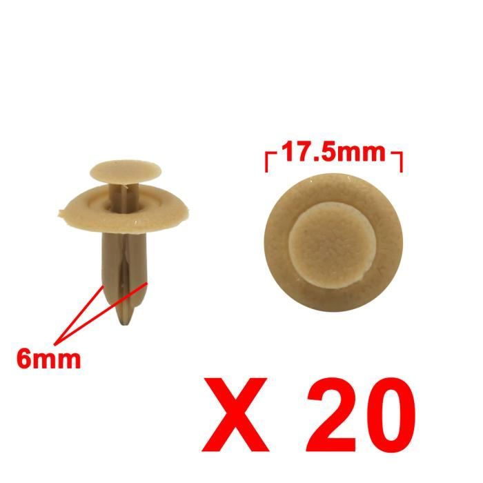 200 PCS 6mm Clip Agrafe Plastique Pare-chocs Fixation Rivet Voiture Camion
