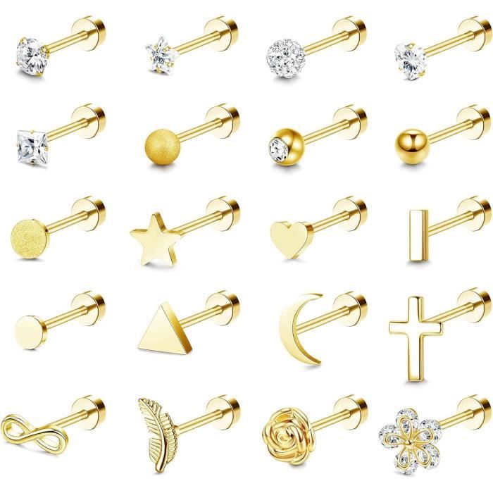 Percing Helix OUFER - Acier 316L - 16G 6mm - CZ Clair - Mécanisme Push-in