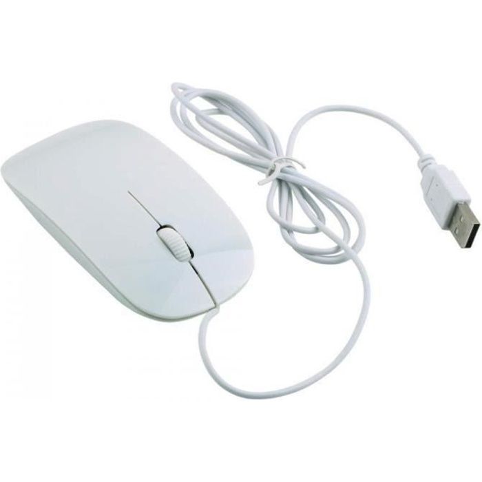 Souris optique filaire Pc et Mac - 1200 Dpi - USB - 1,10 m - Blanc