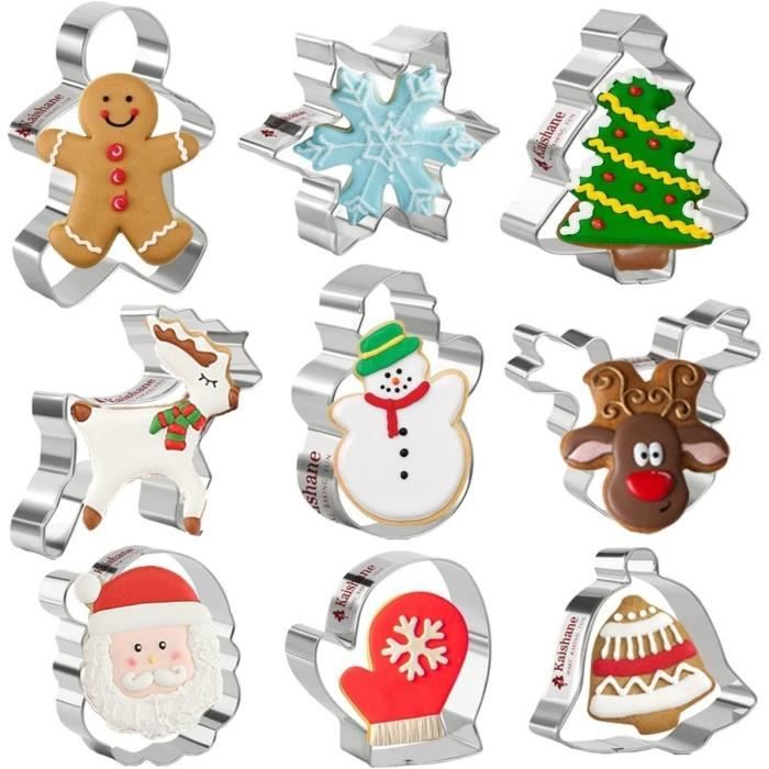 Lot De 9 Emporte-Pièces De Noël En Acier Inox – Formes Bonhomme De Neige, Sapin, Père Noël Pour Biscuits