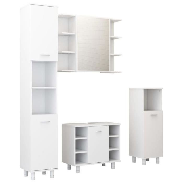VX - Ensemble de meubles de salle de bain 4 pcs Blanc Aggloméré