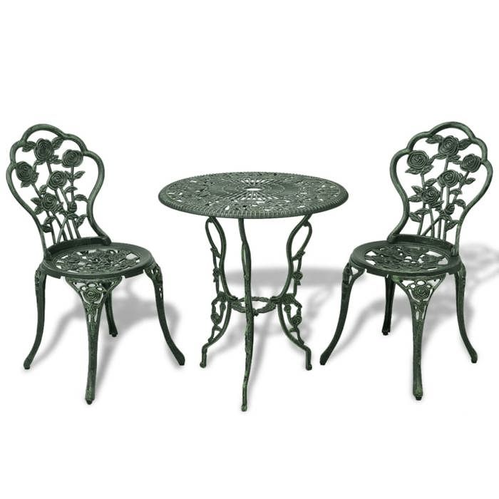 vidaXL Jeu de bistro 3 pcs Aluminium coulé Vert 42164