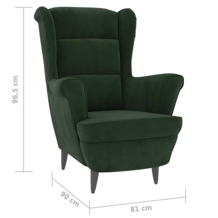 Fauteuil Vert foncé Velours - VINGVO - FAS - Vintage - Avec accoudoirs - Relaxation