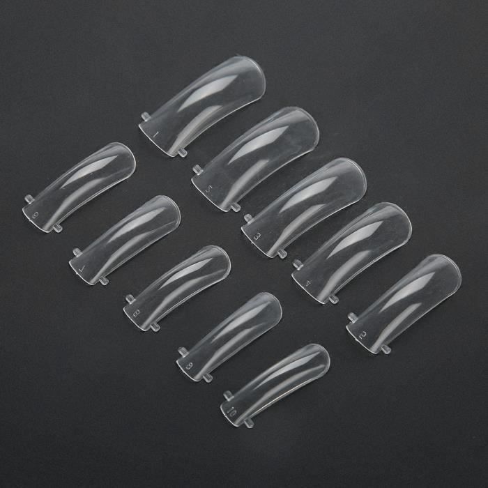 Lot De 120 Faux Ongles En Gel Transparent Incurvés - 12 Tailles, Couverture Complète, Neuf