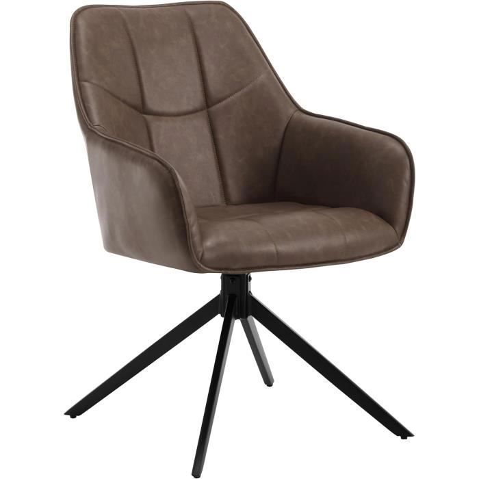 WOLTU Chaise de Salle à Manger Pivotantes Fauteuils Rembourrés en Similicuir Vintage Pieds en Métal Marron W0ATT0179-1