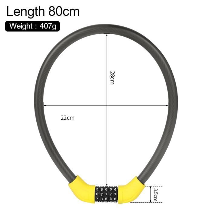 Antivol Vélo Pliable Litinliv – Acier Trempé, 85 Cm, Combinaison Codée, Résiste Cisaillement Et Crochetage, Support Inclus