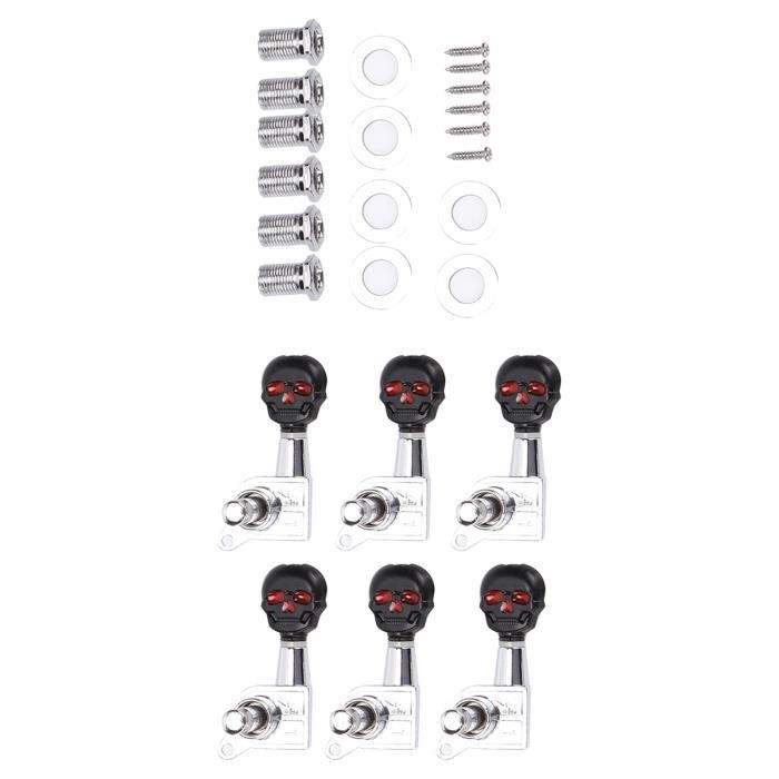 Chevilles De Réglage Guitare – 3 Gauche + 3 Droite – Alliage Zinc Noir – Pour Guitare Folk/électrique