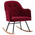 BEST SALE ®1208 Fauteuil à bascule Chaise à bascule Moderne - Rouge bordeaux Velours-1