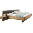Chambre à coucher complète adulte Copenhague (lit 180x200 cm King Size + 2 chevets + armoire) imitation chêne poutre-graphite-1