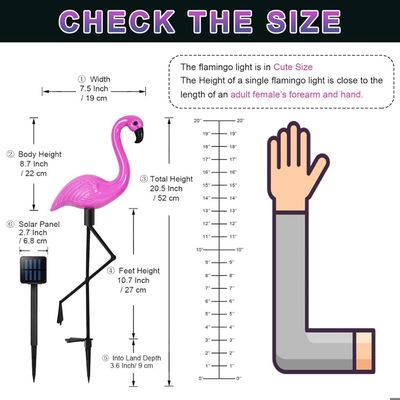 Lampes Solaires De Jardin En Métal Flamant Rose - Décoration De Jardin