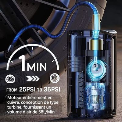 Gonfleur Pneu Portable Lamicall 150PSI - 7500mAh Batterie Et 12V DC Avec écran LCD